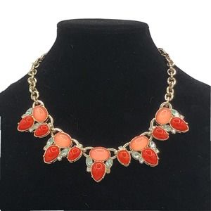 Lee by Lee Angel Women's Cabochon Stone Statement Necklace MSRP 98 red orange